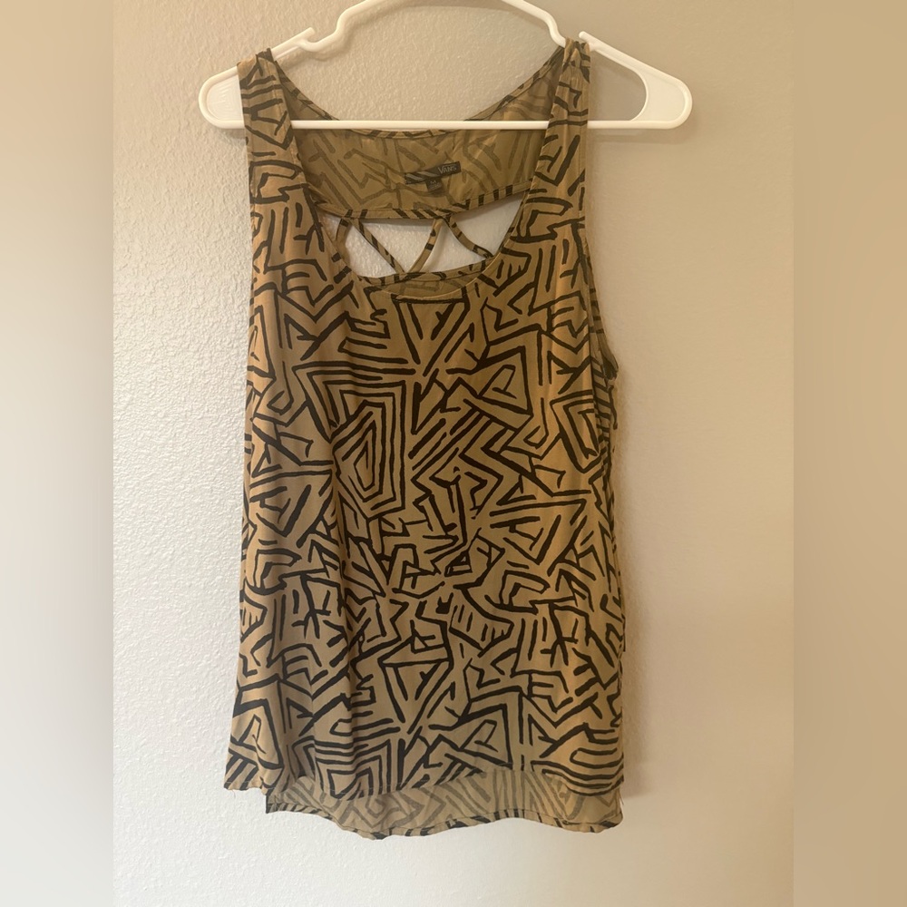 Geometric Patterned Tan Sleeveless Top by VANS